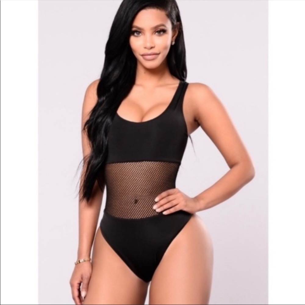 NWOT Fashion Nova Mesh Black Sexy One Piece